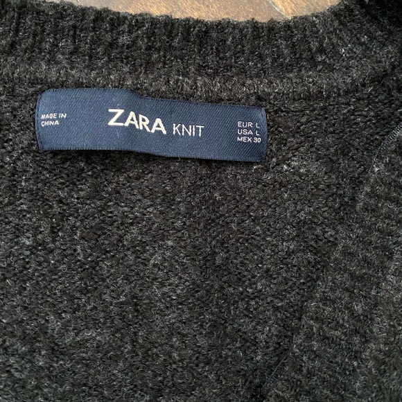Zara Knit Dark Gray V-neck Sweater - Picture 7 of 7